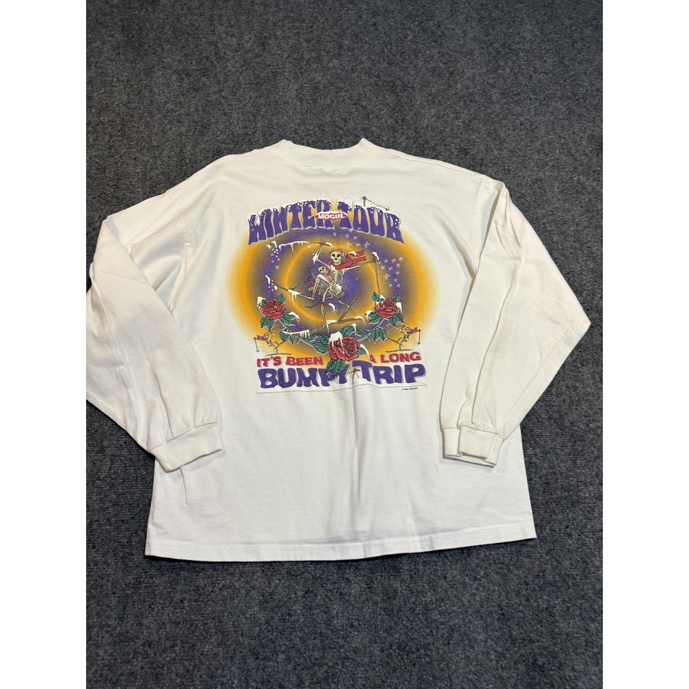 Vintage Mogul Winter Tour Shirt Mens XL White Long Sleeve Skeleton Ski 90s